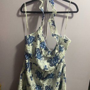 Plus Size 3x White/Blue Floral Jumpsuit Forever 21